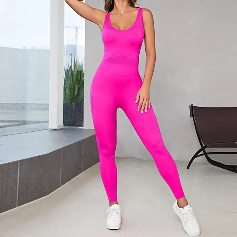 Sleeveless Backless Low Neck Bodycon Jumpsuits