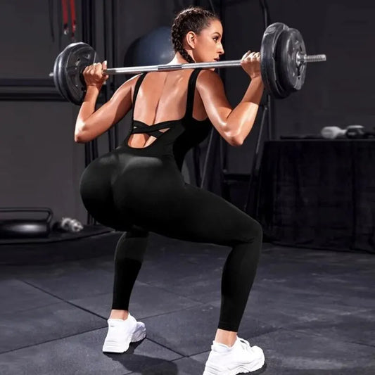 Sleeveless Backless Low Neck Bodycon Jumpsuits